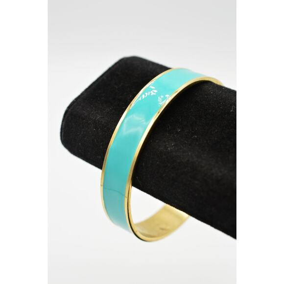 Banana Republic Statement Bracelet Bangle Gold Aqua Turquoise Blue Mint BinO - Picture 2 of 9